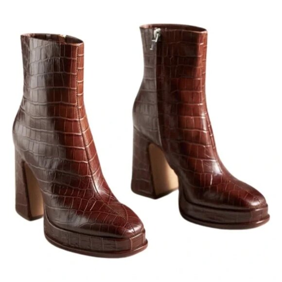 NEW  DOLCE VITA Lochly Leather Heel Booties Walnut for women 663mn - Picture 7 of 14